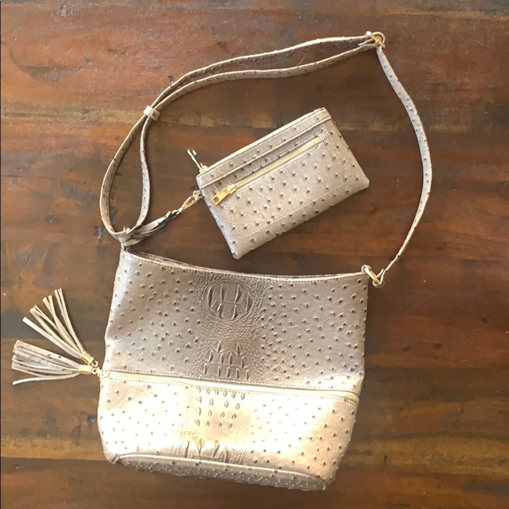 New Gray Faux Lather Purse